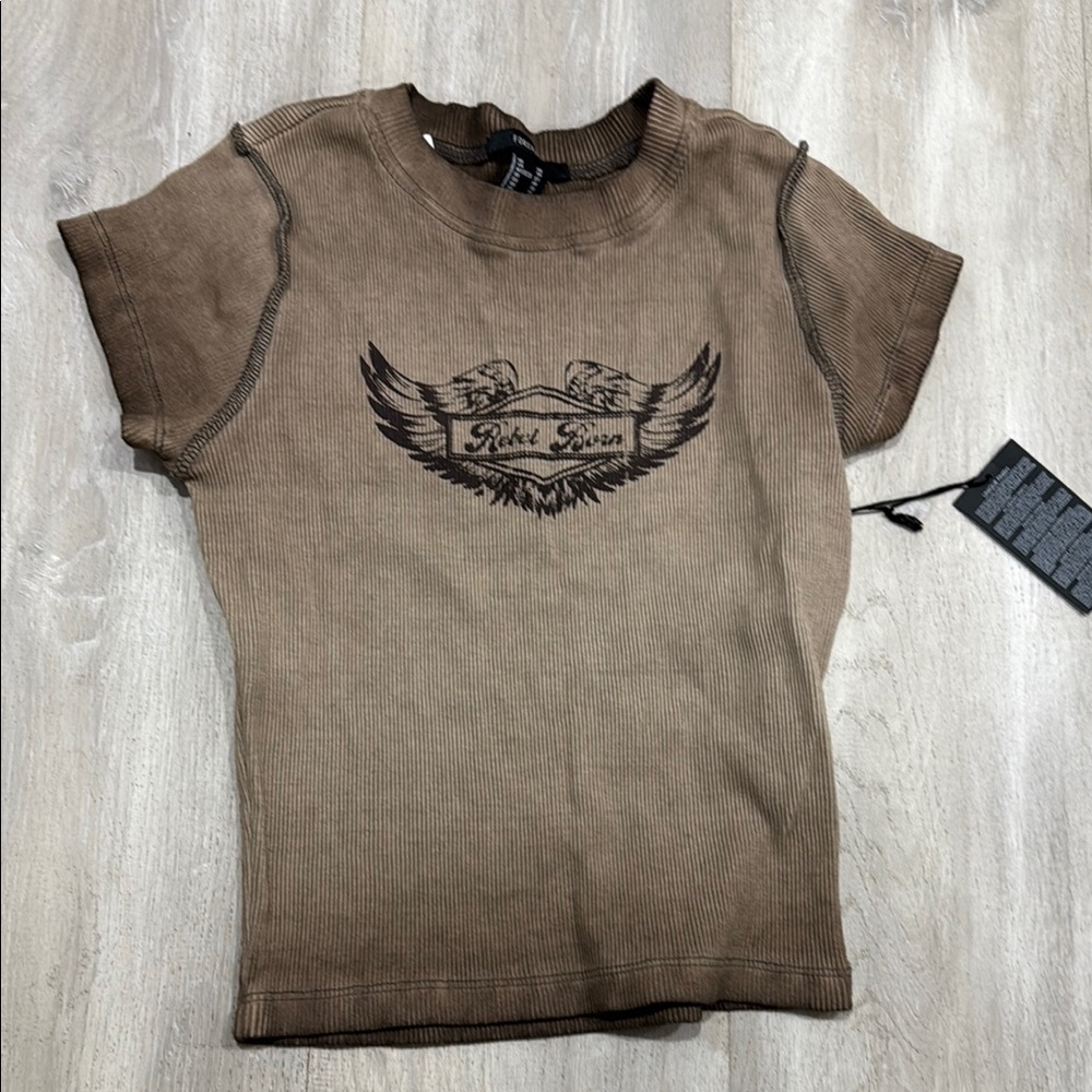 Forever 21 Brown Graphic Crop Top
